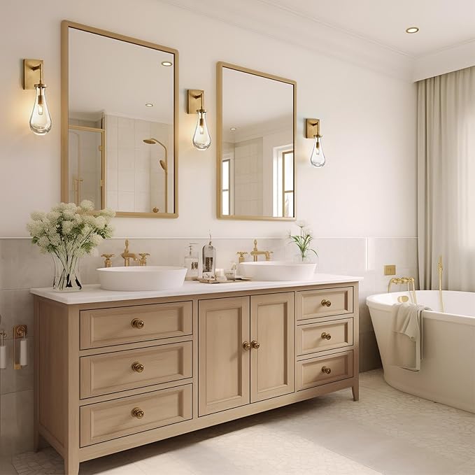 17" L Wall Sconces,Morden Wall Lights Fixtures Raindrop Wall Sconce Bathroom Vanity Light Brass Wall Lamps for Living Room,Bedroom,Hallway,Stairs,Indoor