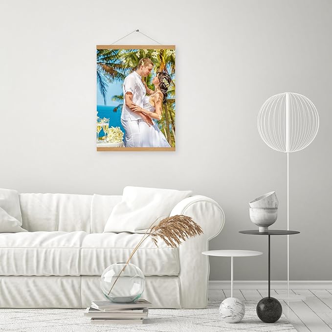 SZDHHH Custom Photo Prints with Magnetic Hanger Frame Canvas Poster Prints With Your Photos Personalized Hanging Poster Pictures Wall Art Decor Framed for Home Decor Gifts Keepsakes (20" Lx16 W)