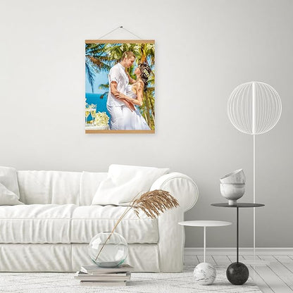 SZDHHH Custom Photo Prints with Magnetic Hanger Frame Canvas Poster Prints With Your Photos Personalized Hanging Poster Pictures Wall Art Decor Framed for Home Decor Gifts Keepsakes (20" Lx16 W)