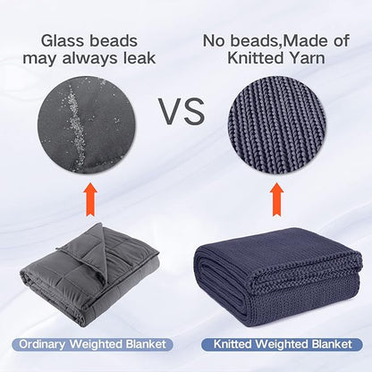 Guohaoi Knitted Weighted Blanket for Adults (Dark Grey 60"x80" 12lbs) No Beads Cooling Throw Blanket for Hot Sleepers, Home Decor Breathable Chunky Knit Heavy Blanket Use on Queen/King Size Bed