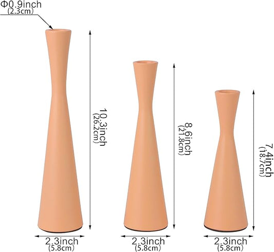 Vixdonos Taper Candle Holders Metal Candlestick Holders Set of 3 Table Mantel Decorative Candle Stand for Dinning,Party，Wedding,Home Decor(Pink Orange)