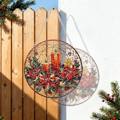 Chrismas Acrylic Stained Glass Window Hanging,Sun Catcher Decor Stained Panel Hangings Wall Art Decor, 2026 8x8inch (SCI186 Candle)
