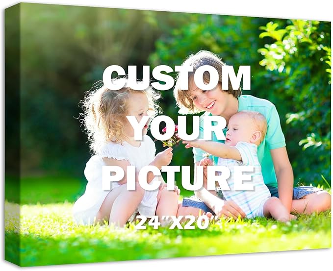 YYYYHPP Canvas Prints with Your Photos, Personalized Photo to Canvas Wall Art,Canvas Printing for Wedding, Family, Baby, Pets, Home Office Decor, Wrapped Frame 24"x20"
