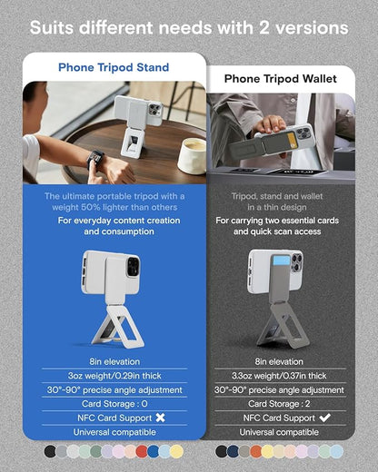 MOFT Phone Tripod Stand Selfie Stick for iPhone, Multi-Angles iPhone Stand, Lightweight & Portable Phone Holder, Strong Magnets, MOVAS Vegan Leather, Earthen Beige (Without Card Slot)
