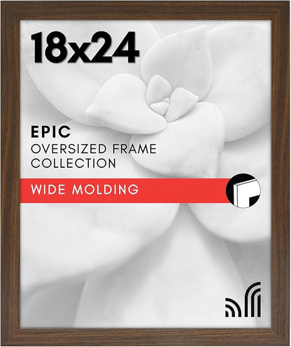 Americanflat 18x24 Poster Frame with Polished Plexiglass - Wide Picture Frames Made of Engineered Wood for Vertical or Horizontal Wall Display - Epic Collection - Mahogany