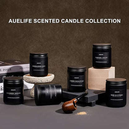 Scented Candles Set | Men Candle Set, Scented Candles for Home, Gifts for Men Aromatherapy Gift Set - 4 Pack Manly Gifts for Dad Fathers Day, Soy Candle of Leather/Smoke & Vanilla/Oak/Lavender