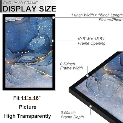 11x16 Picture Frame Set of 6, Black Frame for 11 x 16 Inch Picture Poster Photo, Light Weight and High Transparent 11 by 16 Frame for Wall - 6 Pack/Black/11 x16