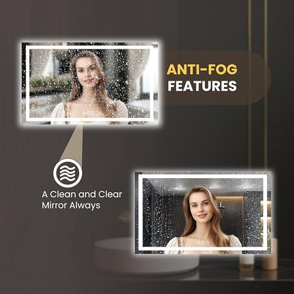LOAAO 55"X40" LED Mirror for Bathroom, Lighted Bathroom Mirror with Lights, Anti-Fog, Dimmable, Memory Function, Easy to Install, Clear Reflectionn