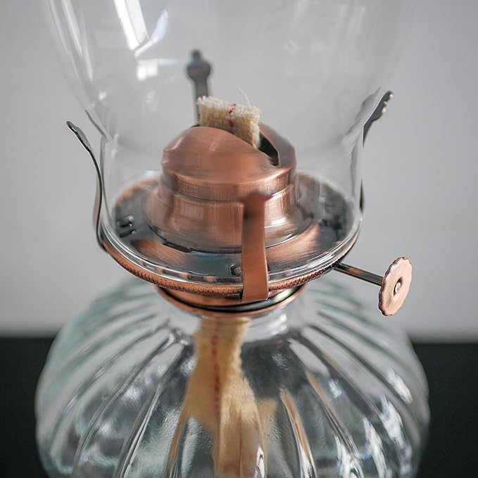 Oil Lamp Burner #2 Size Bronzy Plated Burner for Antique Lamps Oil Lamp Replacement Kerosene Lamps Parts with Reduction Collar and Cotton Lamp Wick Fits Holds a 3 Inch Base Chimney