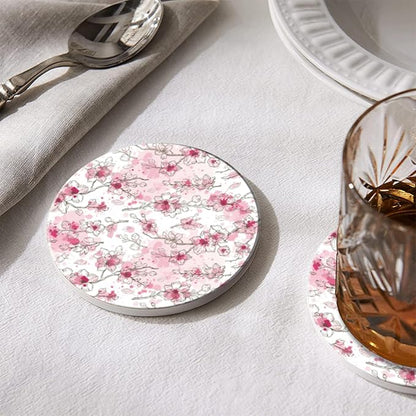 Coasters Set of 6 Ceramic Drink Coaster with Cork Base Modern Style Coasters for Mugs and Cups Office Kitchen 4 in