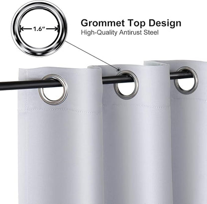 ChrisDowa Small Window Curtains 50 inches Long for Bedroom - Grommet Short Thermal Insulated Room Darkening Curtains for Kitchen (2 Panels, Greyish White, 29 x 50 Inch)