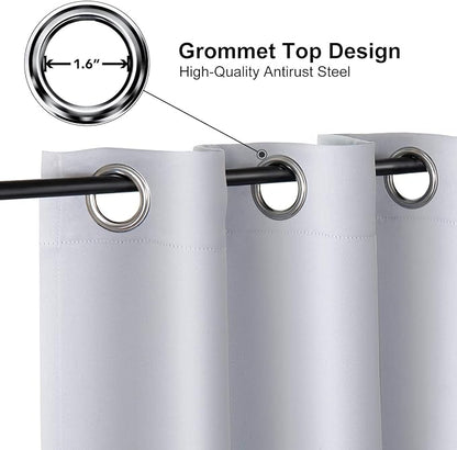 ChrisDowa Grommet Room Darkening Curtains for Bedroom and Living Room - 2 Panels Set Thermal Insulated Blackout Curtains (Greyish White, 52W x 84L)