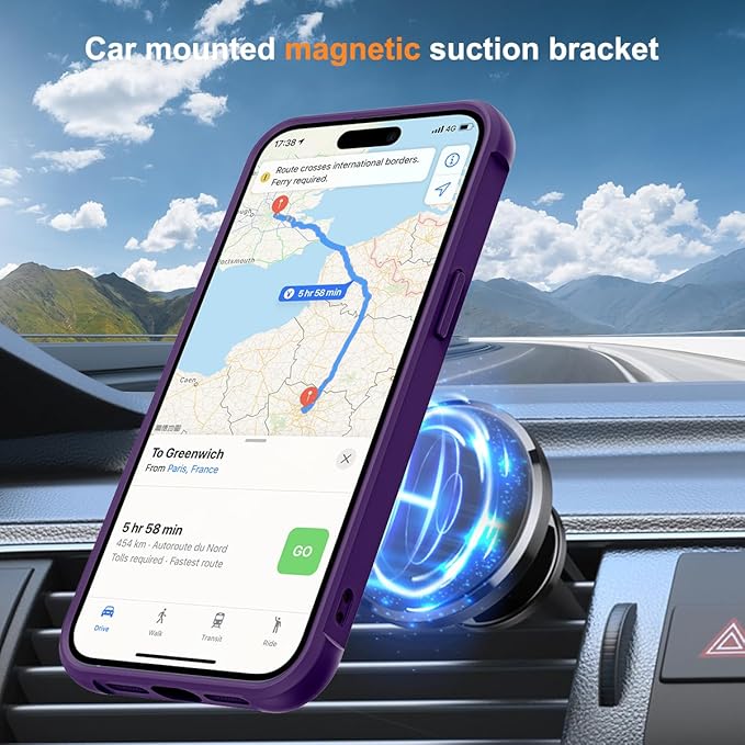 Compatible with iPhone 11 Case with Invisible Magnetic O-Ring Stand Military-Grade Translucent Case for iPhone 11 6.1" [Compatible with Mag-Safe][Great Grip Feeling], Purple