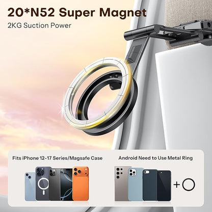 OMOTON 360°Rotating for MagSafe Tripod, New Upgrade with 1/4" Screw Arca, Adjustable Magnetic Phone Tripod for iPhone 17/16/15 Pro Max Air, Foldable Selfie Stick Fits Vlog, Gym, Travel Essentials