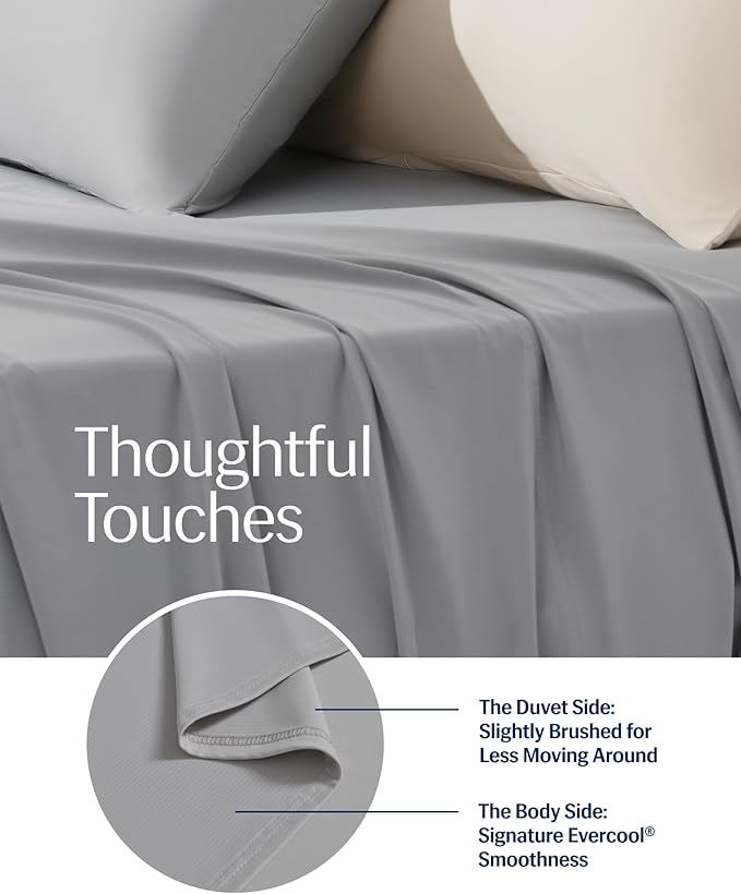REST® Evercool®+ Top Sheet, Full/Queen Size, Light Gray, 93"X108" (1 Flat Sheet only)