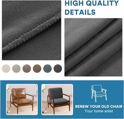 H.VERSAILTEX Fleece Accent Chair Cover Couch Cushion Covers 2 Piece Armchair Cover Thick Soft Sofa Cushion Covers for Mid-Century Modern Accent Chair(Seat Cushion Cover Plus Back Cushion Cover, Grey)