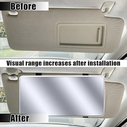 Car Sun Visor Vanity Mirror, Vehicle Sun-Shading Cosmetic Makeup Mirror with Straps, Large Automotive Interior Rear View Travel Accessories, Universal for SUV, Sedan, Truck(White)