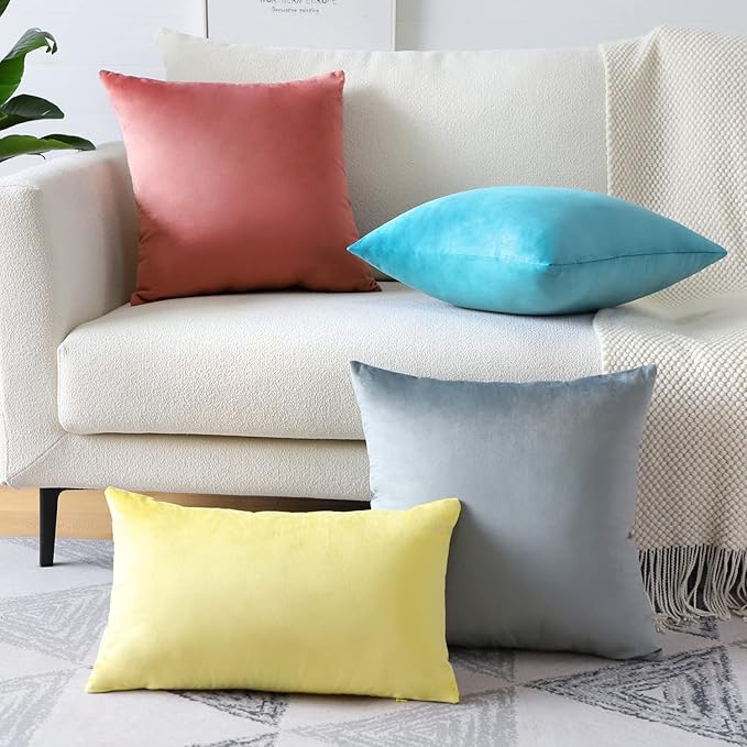 Artscope Luxury Velvet Pillow Covers Super Soft Decorative Square Throw Pillow Covers Case Cushion Covers for Sofa Couch Bedroom Car Decor 20x20 Inch Jam