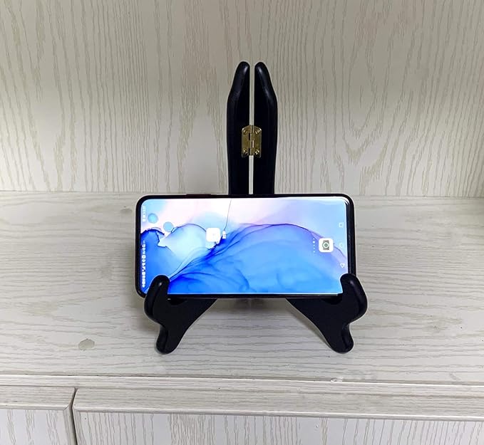 VERNUOS 3pcs 8 Inch Wooden Display Stand Plate Holder Easels Dish rack Photo Frame Holder for wedding decorations , birthday party and Home Decoration,black