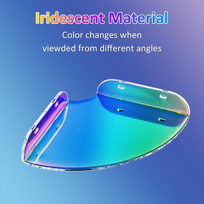Sezanrpt 7x7 Inch Corner Shelf Wall Mount Set of 2, Iridescent Acrylic Corner Floating Shelves, Corner Wall Organizer Shelf for Bathroom, Kitchen, Bedroom, Living Room, Dining Room, Office