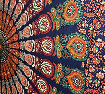 raajsee Turquoise Blue Tapestry- Tapestrys Mandala Wall Hanging- Hippie Tapestry For Bedroom Aesthetic-Size Medium (52x60 Inches / 132x152 Cms)