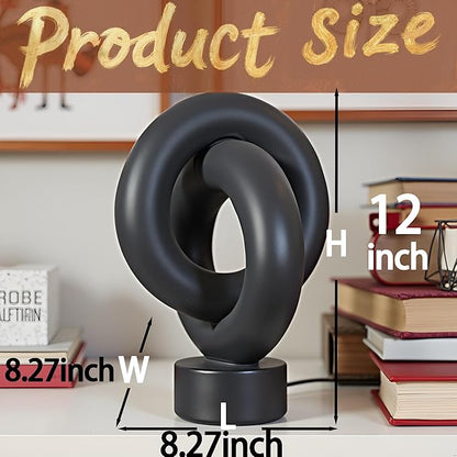 12" Modern Abstract Ring Decorative Sculpture, Knot Sculptures,Home Decor,Coffee Table Statues,Dining Living Room Desk Decor,Black