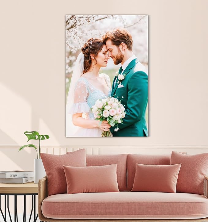 TreeDeal Custom Canvas Prints with Your Photos, Framed 32” x 48” Personalized Pictures Print, Customized Photo to Canvas Wall Art Ideal for Home Decor Gift Wrapping Pets Family Baby Wedding
