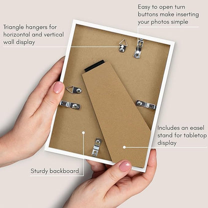 Americanflat 6x8 Picture Frame with Shatter-Resistant Glass - Use as 4x6 Frame with Mat or Display 6x8 Photo Without Mat - Streamline Collection - Picture Frames for Tabletop and Wall - White