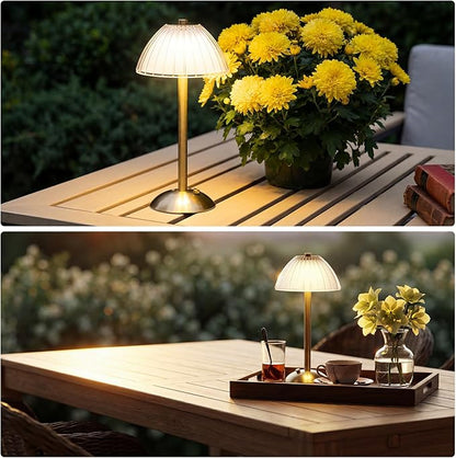 Liliful 4 Pcs Cordless Table Lamp Rechargeable Touch LED Small Gold Portable Battery Operated USB-c Desk Lamp 3 Color Dimmable for Bedroom Living Room Dining (Gold,Mushroom Style)