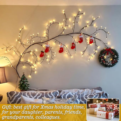 GOESWELL Smart Vine Light for Room Decor: 7.5ft 144 LEDs Music Timer Dimmable Fairy Tree Lights with Remote & App Control-Led Tree Branch Lights for Wall Mantel Corner Centerpieces Chritmas Halloween