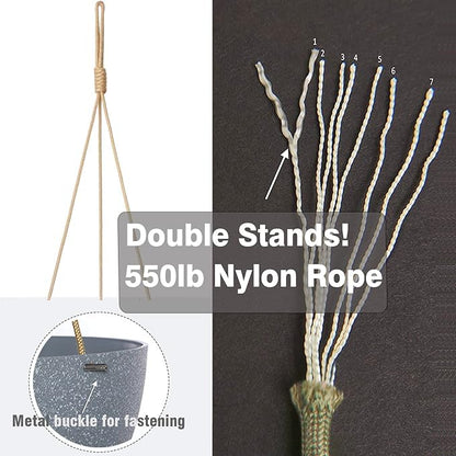 12 Inch 2 Pack Large Hanging Planters for Indoor Outdoor Plants, Plastic Hanging Basket Pots for House Plants Flowers, Grey
