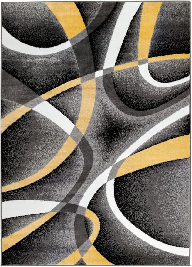 2305 Geometric Abstract Yellow 2x3 Area Rugs for Entryway