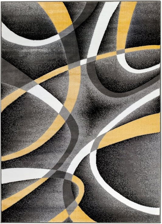 2305 Geometric Abstract Yellow 2x3 Area Rugs for Entryway