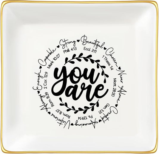 JoycuFF Christian Religious Gifts for Women Jewelry Dish, Inspirational Catholic Easter Communion Confirmation Gifts for Women Teens