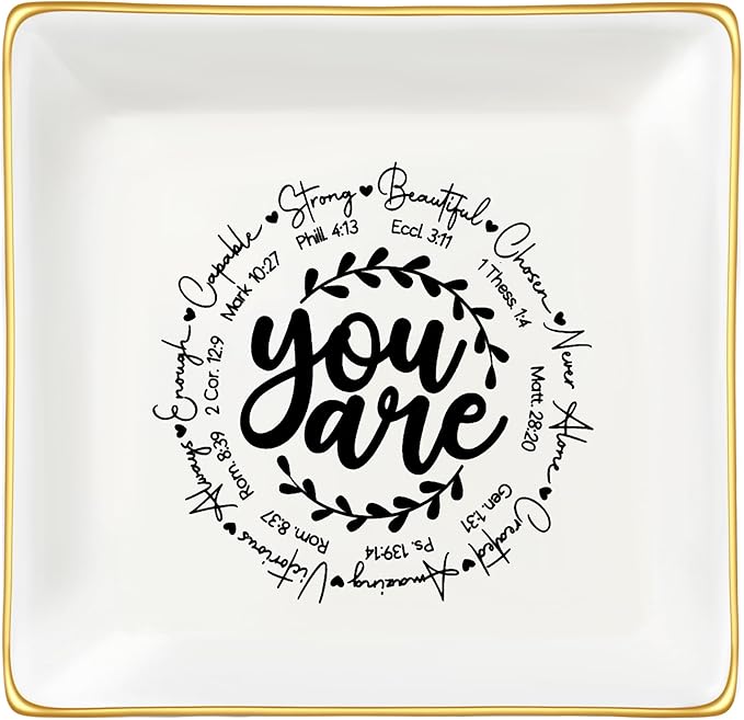 JoycuFF Confirmation Gifts for Teen Christian Gifts for Women, Religious J Catholic Communion ewelry Dish Gifts for Women