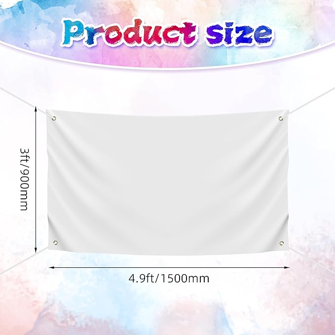 Blank DIY Banners Polyester Oxford Cloth White Banner with Hanging Rope for Wall Signs Writing DIY Painting Indoor Outdoor Office Camping Yard Birthday Party Decorations Supplies 4.9x3ft-BECKTEN