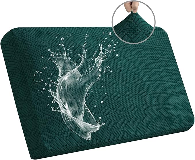 Easy-Going Waterproof Couch Cushion Covers for Couches and Sofas, Stretch Jacquard Sofa Seat Cover Replacement for Dogs, Pets & Kids, Durable Furniture Protector for Loveseat Cushions, Emerrald Green