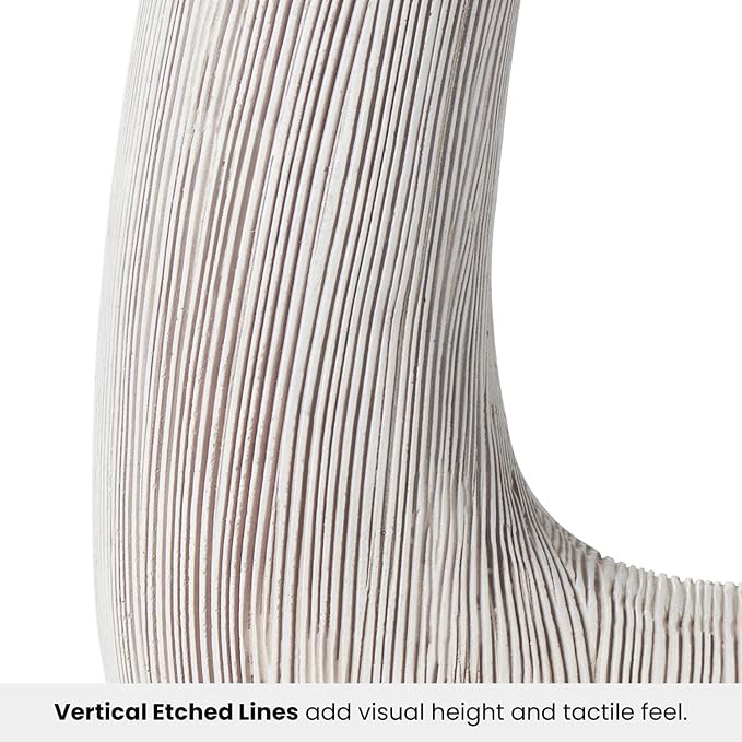 Torre & Tagus White U Shaped Vase for Flowers - 12 Inch Tall Textured Vases for Centerpieces with 2 Openings, Sculptures Home Decor & Abstract Sculptures Home Decor for Shelf Decor Aesthetic (Alma)