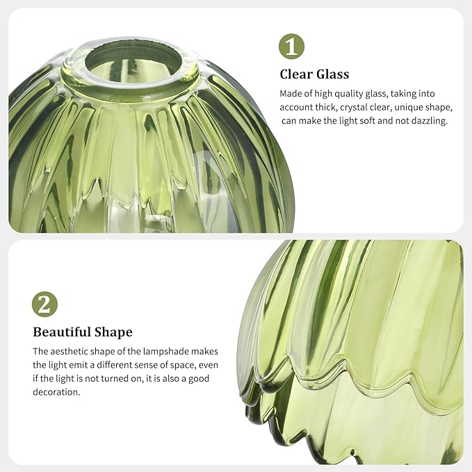 Tulip Lamp Shades Replacement, 5" Dia. * 4.25" H Green Glass Sconce Shade Heavy and Thick for Wall Sconces Pendant Lights Ceiling Lights Chandelier, 1 Pack