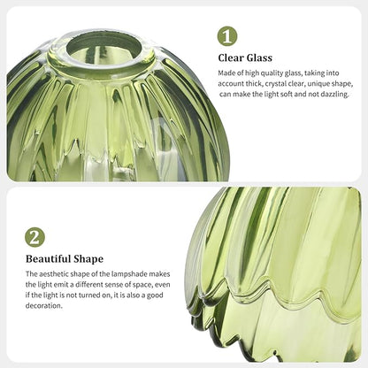 Tulip Lamp Shades Replacement, 5" Dia. * 4.25" H Green Glass Sconce Shade Heavy and Thick for Wall Sconces Pendant Lights Ceiling Lights Chandelier, 1 Pack
