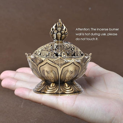 Lotus Incense Burner Holder Cone Incense Holder 9 Holes Vintage Incense Burner Cover for Stick and Cone Incense(Bronze)