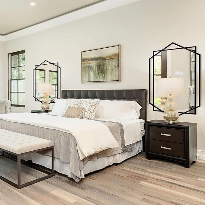 28"x40" Large Mirror for Living Room Decor, Black Bathroom Wall Mirror with Metal Frame, Classic Wall Decorative Mirror Vertical or Horizontal Hanging