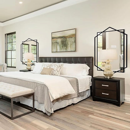 28"x40" Large Mirror for Living Room Decor, Black Bathroom Wall Mirror with Metal Frame, Classic Wall Decorative Mirror Vertical or Horizontal Hanging