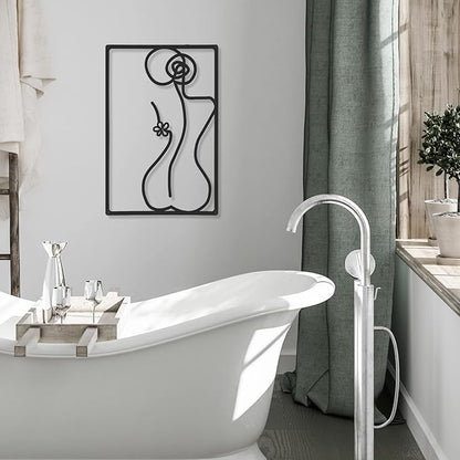 CHENGU 3 Pieces Metal Minimalist Abstract Woman Wall Art Line Drawing Wall Art Decor Single Line Female Home Hanging for Kitchen Bathroom Living Room
