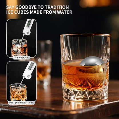 Stainless Steel Whiskey Ice Balls, Whiskey Stones, Set of 4 Reusable Metal Ice Cubes for Chilling Whiskey & Beverages - Gift Set for Men