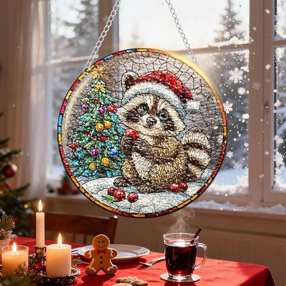 Chrismas Acrylic Stained Glass Window Hanging,Sun Catcher Decor Stained Panel Hangings Wall Art Decor, 2026 8x8inch (SCL018 Squirrel)