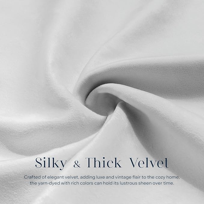 Phantoscope Pack of 2 Velvet Throw Pillow Covers, Decorative Soft Velvet Pillows Accent Double-Sided Gusseted Design, Square Cushion Case for Couch Sofa Bed, Light Grey, 18 x 18 inches 45 x 45 cm