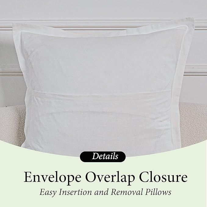 Simple&Opulence Linen Euro Sham Covers Set of 2, 26x26 Decorative Cotton Flax Blend Throw Pillow Cover Farmhouse Pillow Shams for Chair Couch Sofa Bedroom Living Room Home Decor, White