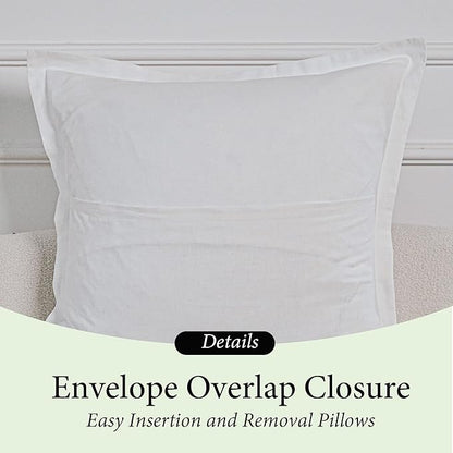 Simple&Opulence Linen Euro Sham Covers Set of 2, 26x26 Decorative Cotton Flax Blend Throw Pillow Cover Farmhouse Pillow Shams for Chair Couch Sofa Bedroom Living Room Home Decor, White