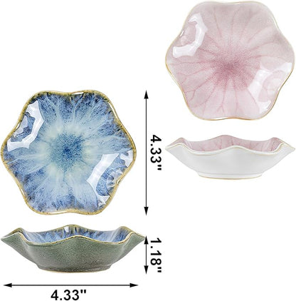 2Pcs Ceramic Jewelry Dish - Lotus Leaf Shape, for Ring Holder Necklace Small Key, Suitable for Mother Friend Sister, Gifts for Women, Cute Plate Trinket Tray, Home Decor (Light Blue & Pink)
